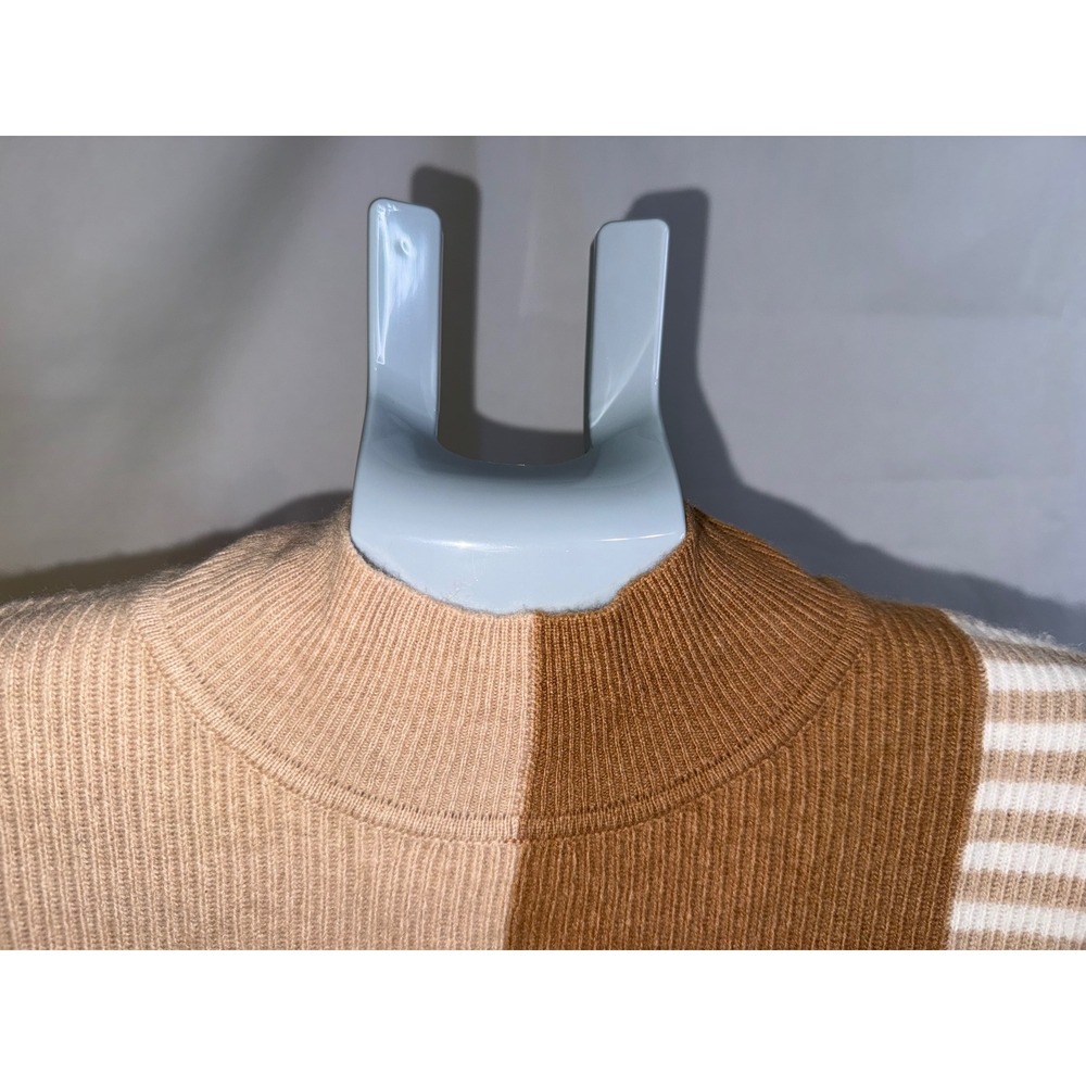 Windsor & White Brodie Cashmere Sweater Stripe Colourblock Mock Neck Chestnut S - Picture 7 of 7